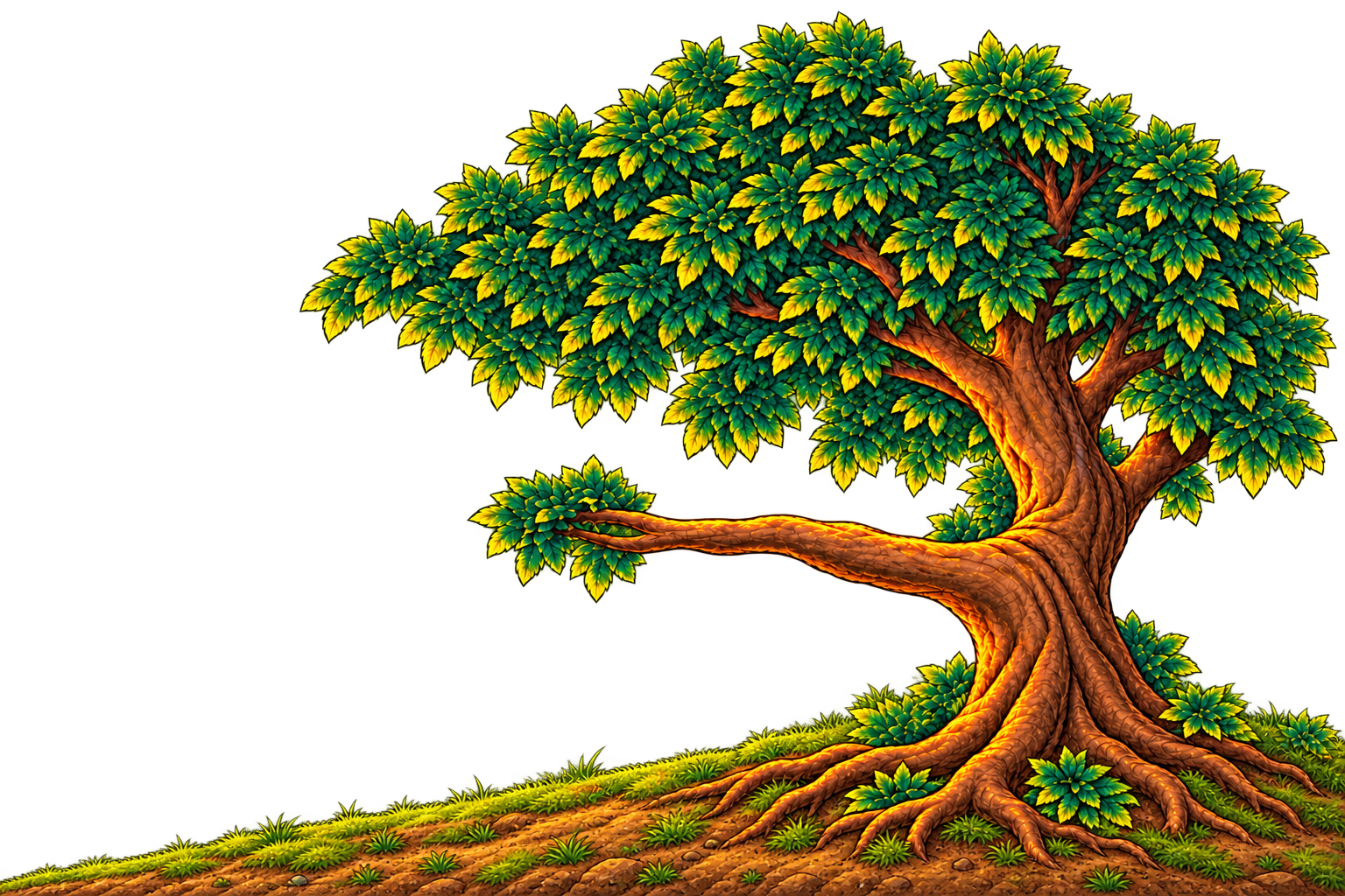 An illustrated tree rooted in the Coimbatore landscape